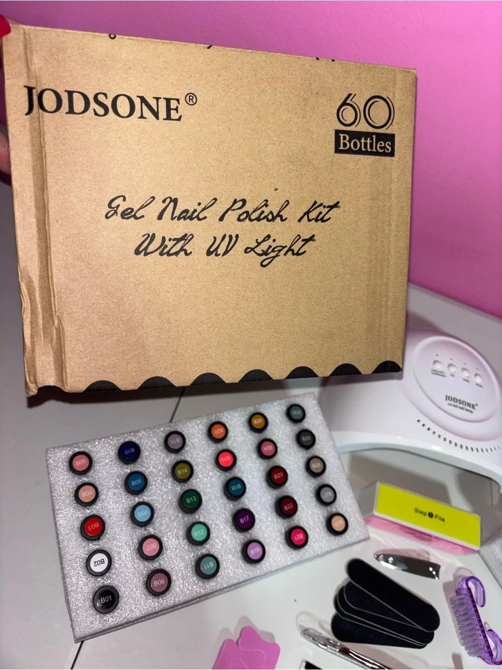 JODSONE 60 Color Gel Nail Polish Kit UV LED Lamp Complete Set New